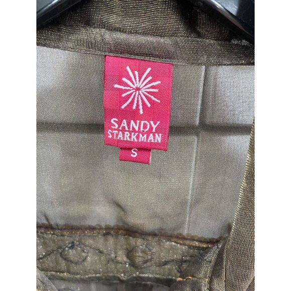 Sandy Starkman Gold‎ Green Shimmer Mesh Embroidered Sequin Jacket S Silk SI53* - Picture 3 of 10